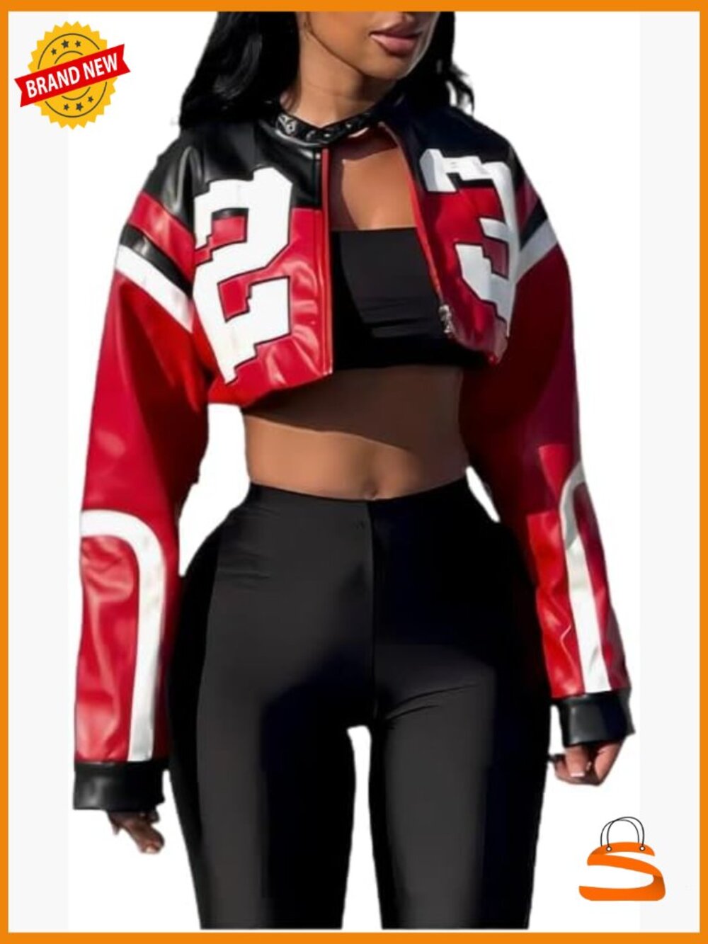 Cropped Faux Leather Motorcycle Jacket Streetwear Bomber